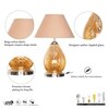 Decade Glass and Metal Table Lamp With Beige Cotton Shade