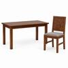 Globally Indian Amelie Solid Sheesham Wood 6 Seater Dining Table Set 6 Chairs Grey