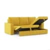 Kowloon Sectional Sofa Cum Bed With Storage In Alphonso Yellow Velvet Colour