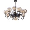 Eliante Chandelier, Champaign Glass Shades, 13-Light, Mild Steel, Modern Ceiling Light Fixture