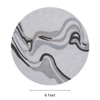 Handmade Round Wool Silk Rug Modern Wave Beige 6 Feet Carpet