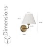 Sadie Shine Brass Metal Finish Wall Light With Pleated Shade