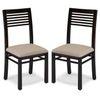 Zella Solid Wood Dining Chair Set Of 2 In Mahogany Finish With Wheat Brown Fabric