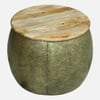 Imperial Artisan Metal Coffee Table with 4 Stools in Gold Finish Set of 5