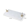 Marble Platter Rectangular With Gold Finish Metal Piece Attachment