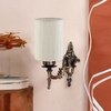 Devansh Metal Electric Wall Light in Antique Gold Colour with off-white Shade Count of 1 Light
