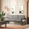 Moreno Three Seater Sofa Wood Sofa In Danish Walnut Finish with Flint Grey Futon Colour