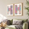 Mughal Flower Pattern Set of 2 Framed Posters Wall Art 45x60 cm