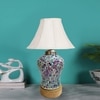 Devansh Off White Cotton  Shade  Lamp With  Wood & Mosaic Glass Base For Decoration /Office/Home/Gifting/Study For Office/Home/Gifting -(12X12X16) Inches -