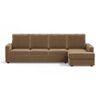 Apollo Compact Sofa (Colour : Fawn Velvet, Cushion : Hard, Back Type : High Back, Seating Capacity : Right Aligned 3 Seater + Right Aligned Chaise + Ottoman)