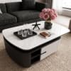 The Aurelia Fluted Modern Coffee Table with Carrara Marble Top and Drawers