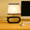 Devansh Multicolor Cotton Table Lamp With  Wood Black Base -8