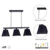 Adeline 3 Light Ceiling Pendant in Black Metal With Black Cotton Shade