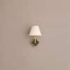 Clover Handicrafted Wall Lamp in Polished gold and K green and off white pleated Colour