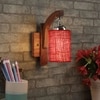 Devansh Solid Wood Electric Wall Light in Brown Colour with Maroon Shade Count of 1 Light