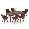 Atlas Solid Wood 6 Seater Dining Table With 6 Bren Swivel Dining Chairs (Finish : Danish Walnut, Chair Colour : Auburn)