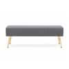 Doe Buck Upholstered Bench in Grey Colour with Channel Stitching and Gold Legs