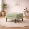 Doe Buck Luxe Boucle Square Ottoman in Sage Green Colour with Black Metal Legs
