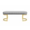 Doe Buck Upholstered Oval Bench in Grey Colour with Gold Loop Legs