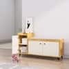 Hexa Red Engineered Wood Shoe Rack in Giant Wood and Frosty White Colour