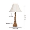 Devansh Off-White Cotton Vintage  Lamp With Wood Base (12X12X22.75)