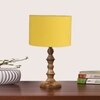 Devansh Yellow Cotton Table Lamp With Wood Natural Base (7X7X15.5 Inches)-6