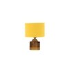 Olivia Yellow cotton table lamp with Natural Wood Base