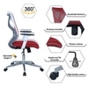 Wiwngas Mid Back Ergonomic Chair in Red Colour