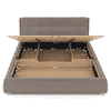 Stanhope Upholestry Hydraulic King Size Bed In Shitake Beige Premium Chenille