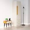 Hexa Red Wooden 1 Door Wardrobe with 2 Drawers and Hanging Space in Frosty White Colour