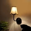 Devansh Black Wall Mounted Lamp With Off-White Cotton Shade