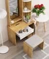 Hexa Red Wooden Dressing Table in Giant Wood and Frosty White Colour