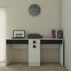 Kristina Twin Study Desk with 3 Drawers and Shuttered Cabinet in Ivory Carbon Black Colour