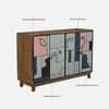 Tulisa Mango Wood Hand Painted Multicolor 4 Door Cabinet In Natural Finish