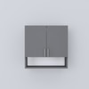 2 Doors Modular Wall Mounted Kitchen Cabinet With Organizer Shelf In Slate Grey Finish