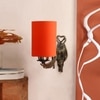 Devansh Metal Electric Wall Light in Antique Gold Colour with Orange Shade Count of 1 Light