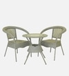 Griffith Wicker Table And Chair Set In White And Black Dual Tone Finish
