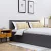 Hexa Engineered Wood Modern Queen Bed With Headboard With Storage In Frosty White And Giant Wood