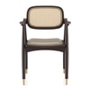 Aubrey Solid Wood Accent Armchair In American Walnut Finish with Taupe Leatherette Colour