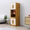 Hexa Red Crockery Unit Multipurpose Wooden Cabinet in Giant Wood And Frosty White Colour