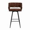 Doe Buck Presley Braided Faux Leather Bar Stool in Brown Colour