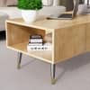 Hexa Engineered Wood Modern Coffee Table With Golden Metal Legs In Giant Wood