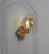 Vix Single Light Wall Fitting In Brass And Chrome Finish Metal With Amber Glass