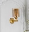 Lambeth Single Light Wall Fitting In Brass Finish Metal With Amber Glass