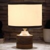 Asa white & black cotton table lamp with Natural Wood Base