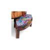 Nashville Sheesham Wood 4 Seater Coffee Table Set In Teak Finish Bird Print Grey Kantha Cushion