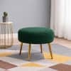 Doe Buck Luna Boucle Round Ottoman Stool in Green Colour with Gold Metal Legs