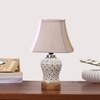 Devansh Off-White Cotton Rectangular Shade Lamp With Wood & Mosaic Glass Base For Decoration/Office/Home/Gifting/Study For Decoration/Office/Home/Gifting/Study