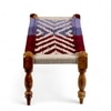 Oakville Sheesham Wood Vintage Seater Maachi Bench Set 2 Stools In Multi Colour Chindi White Rope