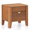 Toledo Solid Wood Queen Non Storage Bed with Bedside Table (Standard) – Amber Walnut Finish